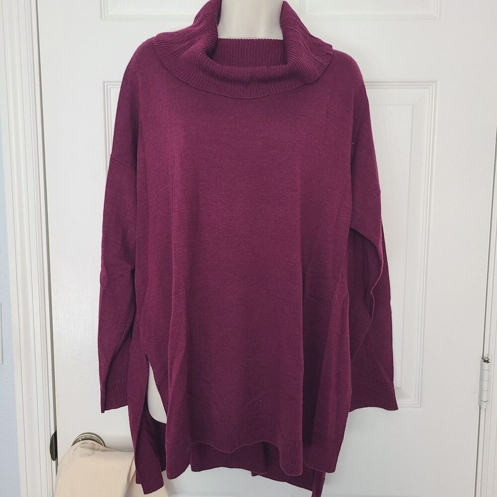 Eileen Fisher sweater Rumby Fine Merino Wool Turtleneck Box-Top sz L NWT $258